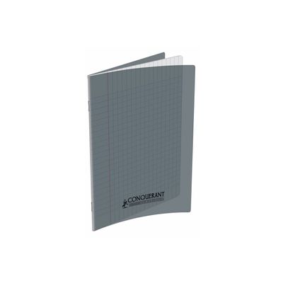 Conquérant Classique - Cahier polypro 17 x 22 cm - 48 pages - grands carreaux (Seyes) - gris