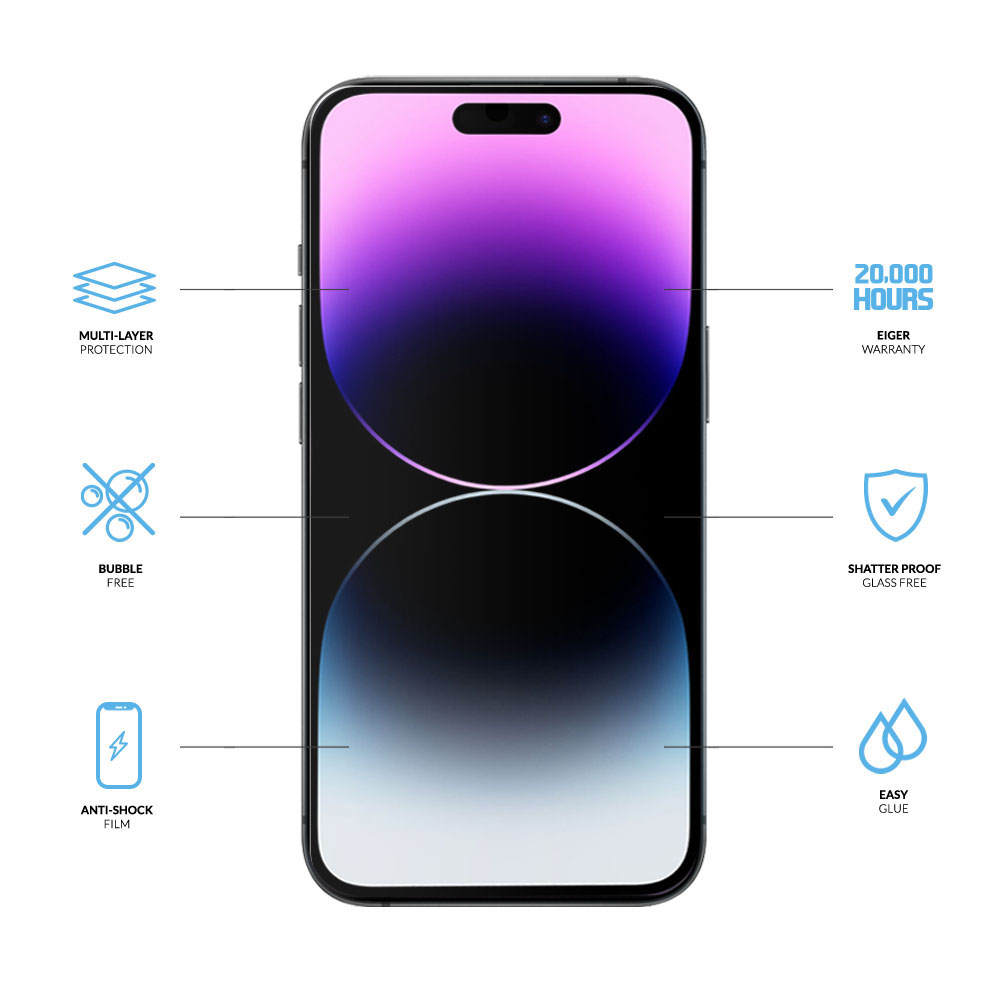 (2er Set) iPhone 16 / 15 / 15 Pro Mountain H.I.T High Impact Triflex Panzerglas 2.5D Displayschutz Case Friendly (EGSP00918)