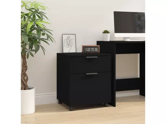 Classeur mobile avec roues noir 45x38x54 cm bois d'ingénierie