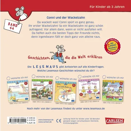 Carlsen Verlag Lesemaus 44 Conni und der Wackelzahn