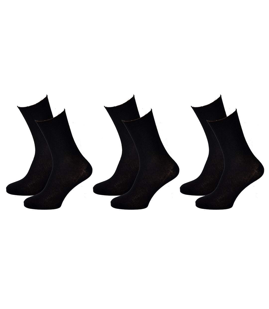 Chaussettes sans élastique femme Spécial Jambes sensibles Pack de 6 Paires Noires 0214