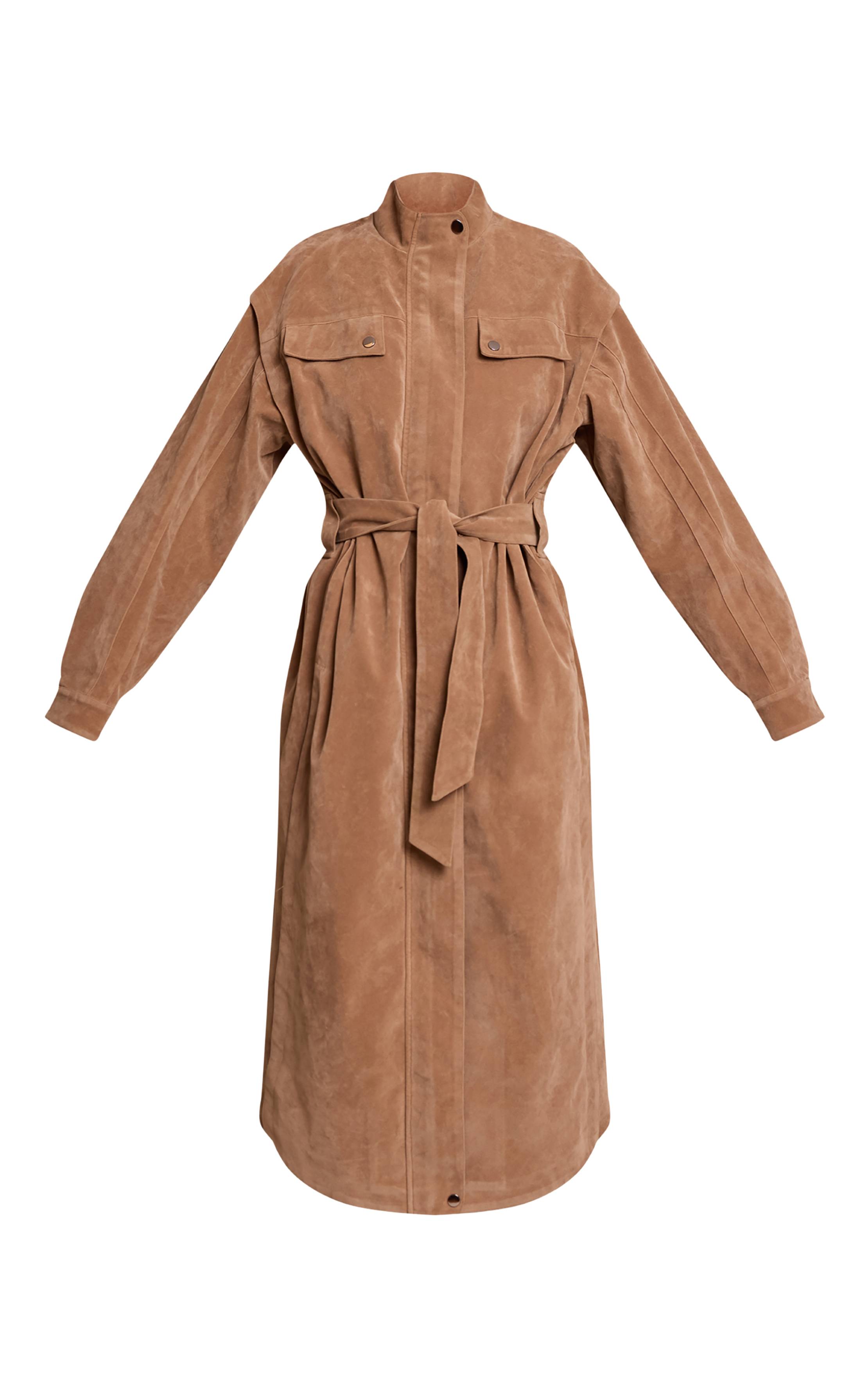 Gris Pierre Trench Ceinturé En Synthétique À Taille Basse