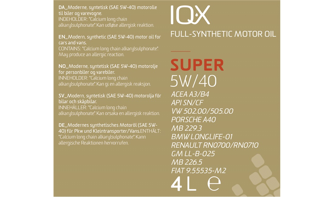IQ-X SUPER 5W/40 motorolie 4 liter