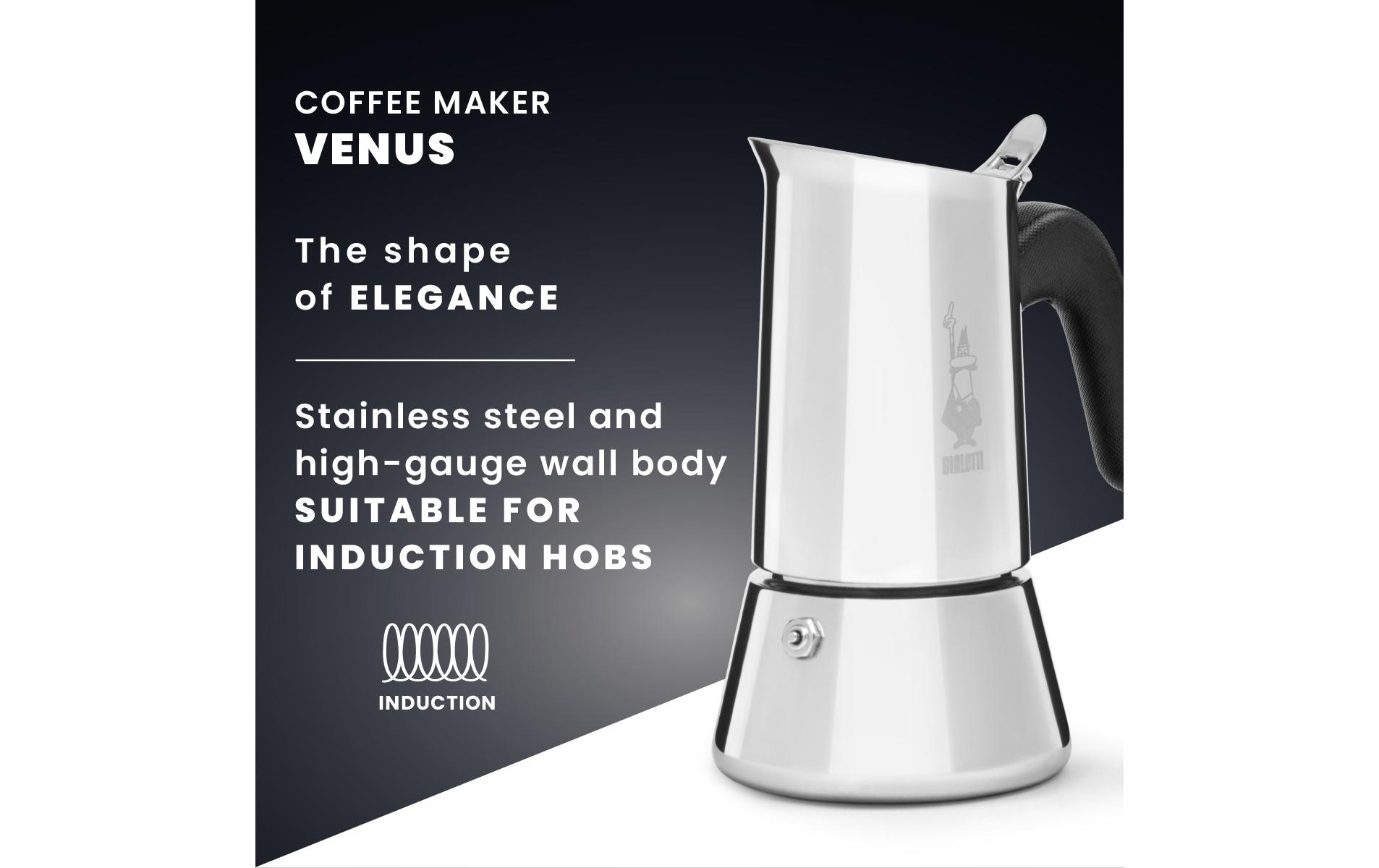 Espressokocher Venus 4 Tassen, SilberItalienische Espressokanne – ein Design-Klassiker