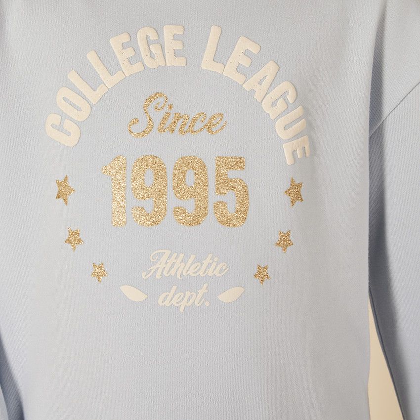 Robe sweat manches longues puff print College pour fille - Bleu