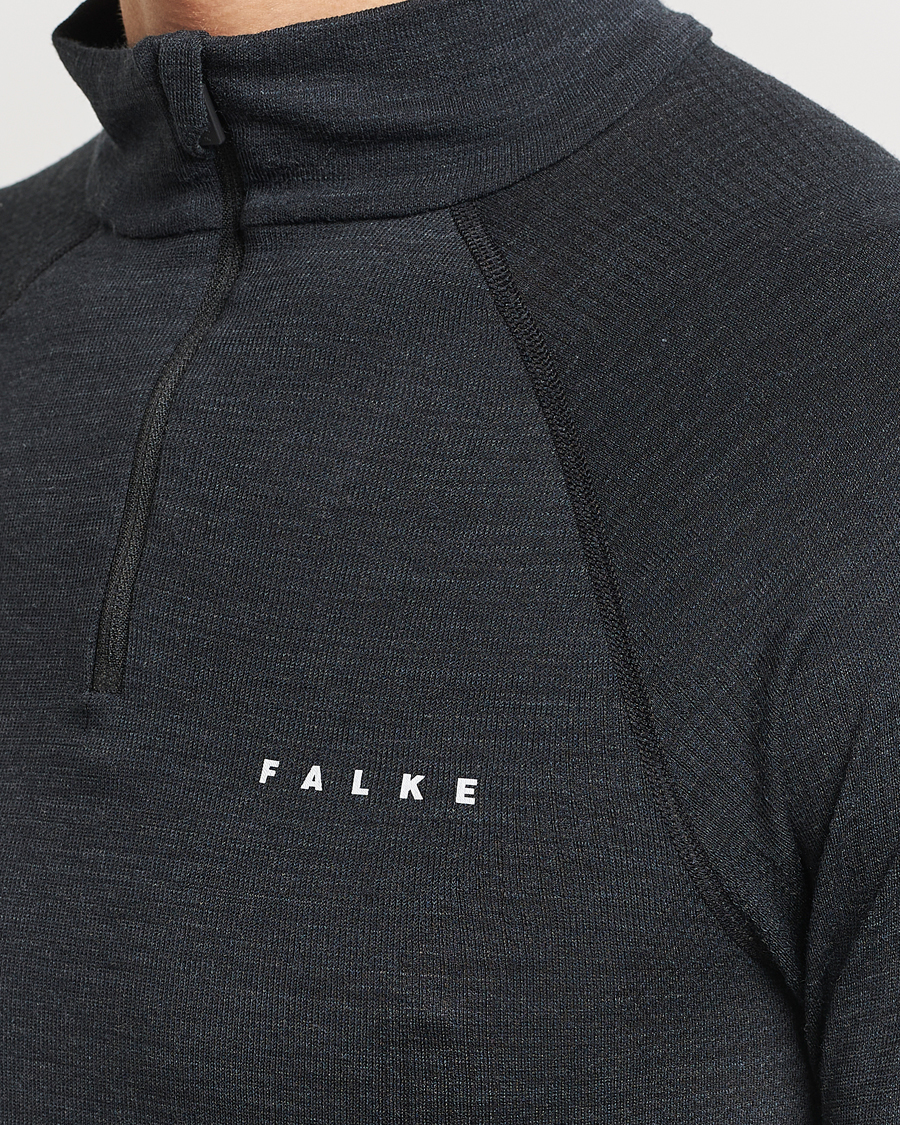 Falke Sport Long Sleeve Wool Tech Half Zip Shirt Black
