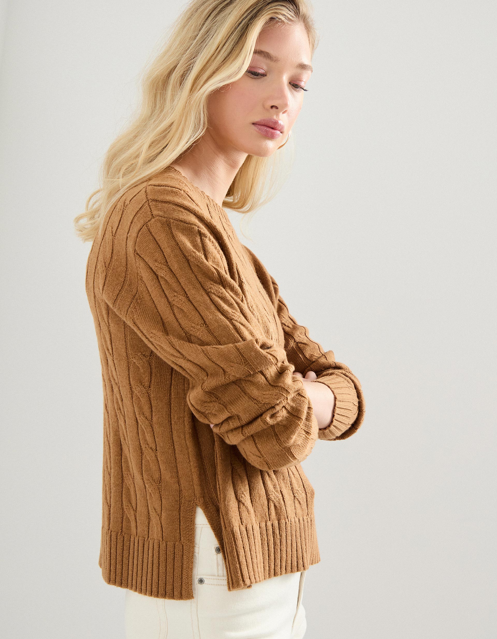 Camisola de Malha, Mulher, Castanho Claro