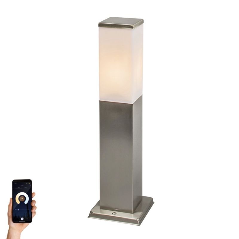 Smart buitenlamp 45 cm staal incl. Wifi P45 - Malios