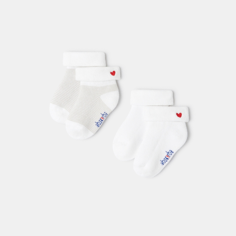 Lot de 2 paires de chaussettes en molleton beige naissance Absorba