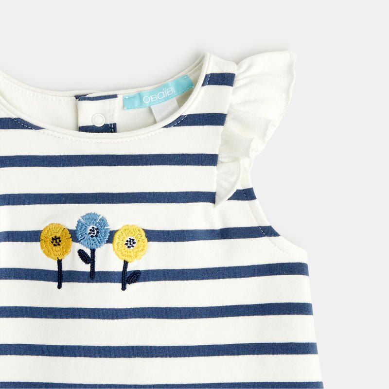 Robe rayée molleton léger bleue bébé fille Bleu