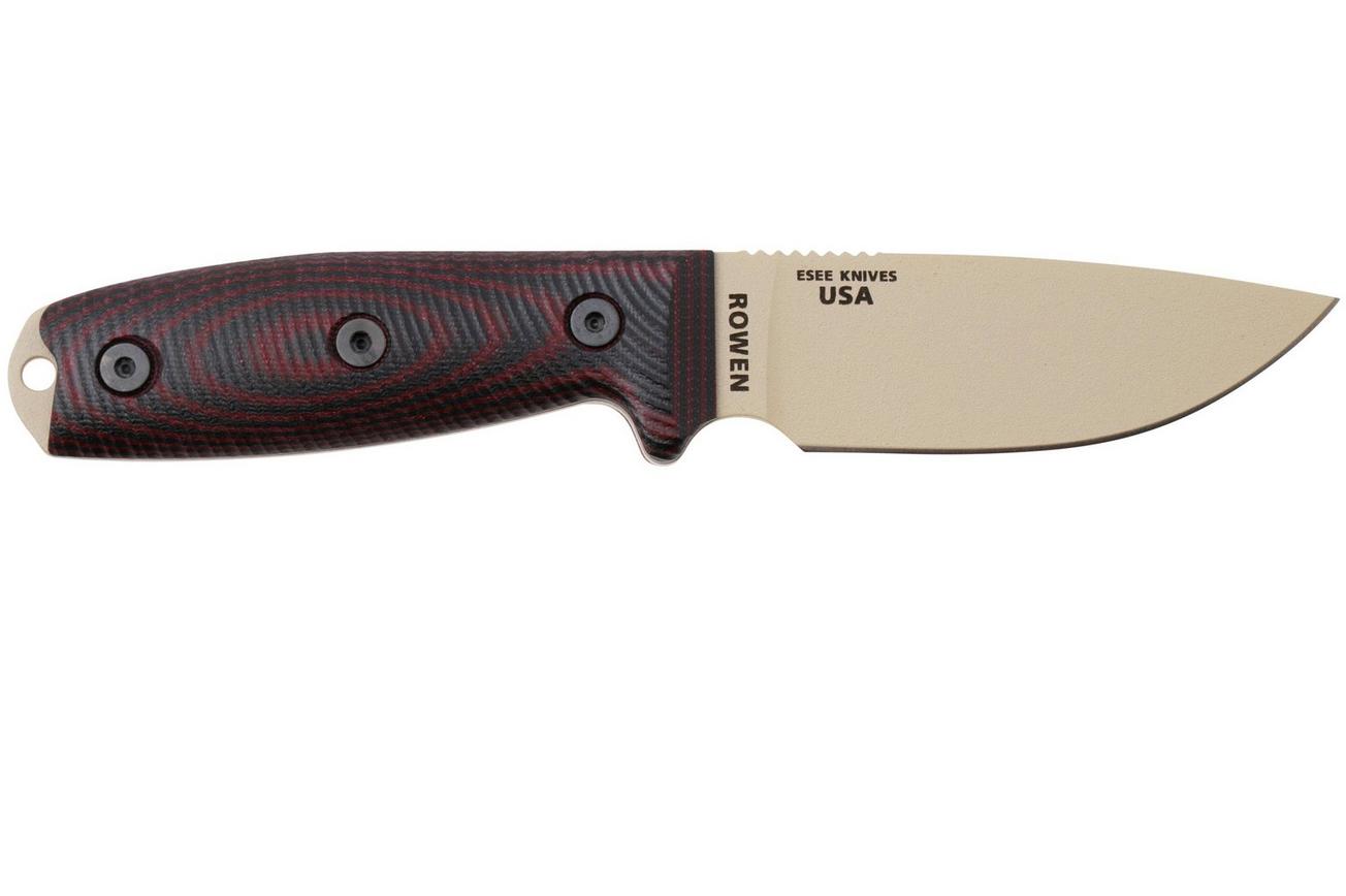 ESEE Model 3 Desert Tan Blade 3D Blood-Black G10 survivalmes 3PMDT-004 zwarte schede   riemclip