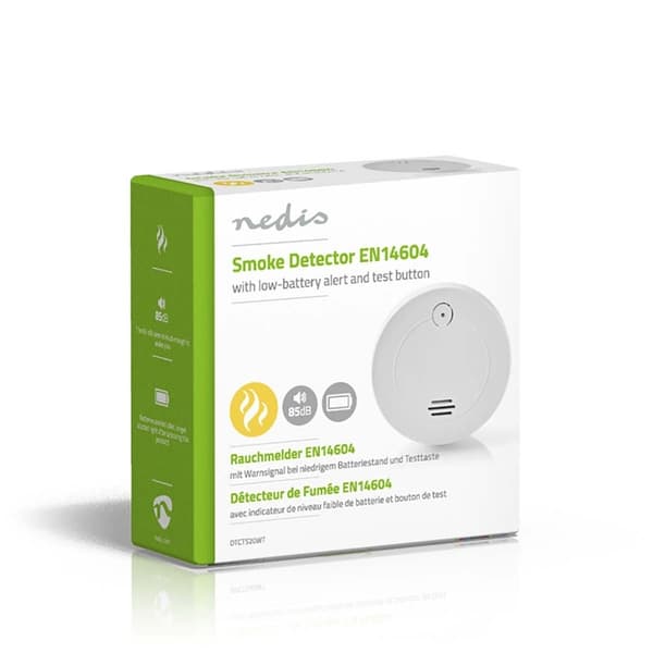 Nedis Røykvarsler | Batteri drevet | batteritid opp til: 1 år | EN 14604 | Med test knapp | 85 dB | ABS | Hvit