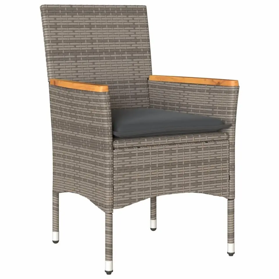 vidaXL - Tuinstoelen - Kussens - Grijs - Poly rattan - 2 stuks