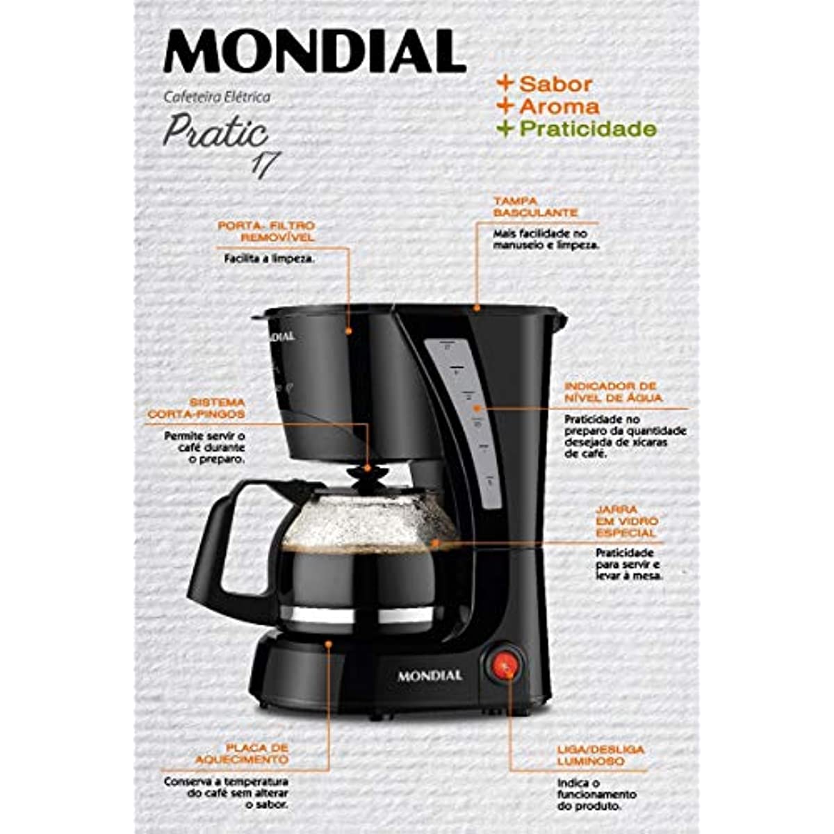 Cafeteira El&eacute;trica Mondial Pratic 17 NC-25 CAFETEIRA-127V-PRETO