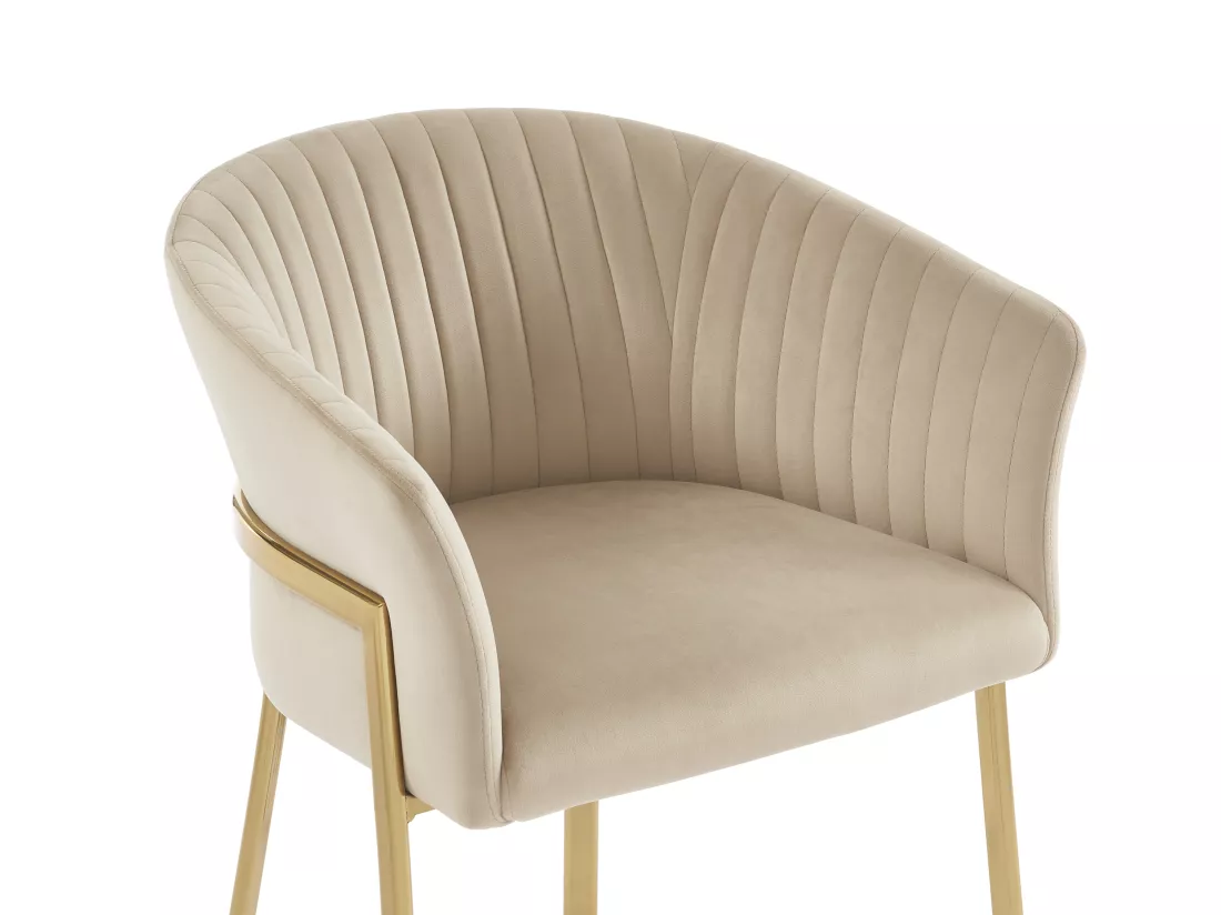 Lot de 6 chaises avec accoudoirs en velours et métal doré - Beige - ZAOVA de Pascal MORABITO