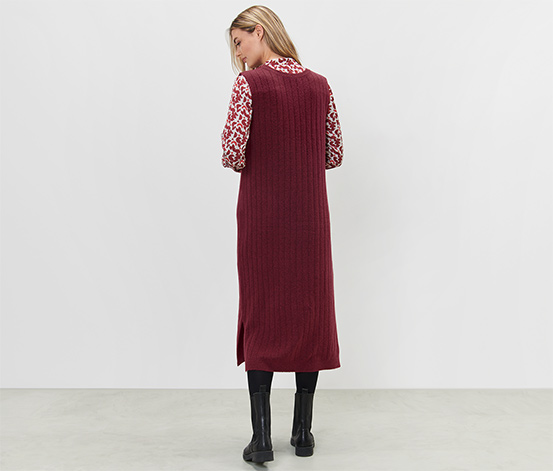 Geripptes Strickkleid, rot