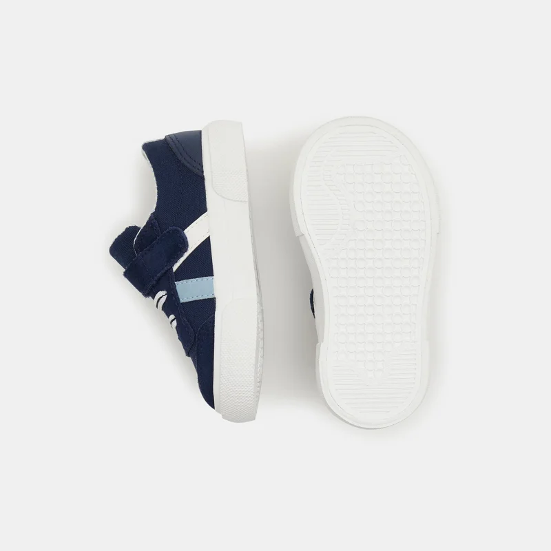 Tennis bi-matières lacets élastique bleues bébé garçon Bleu