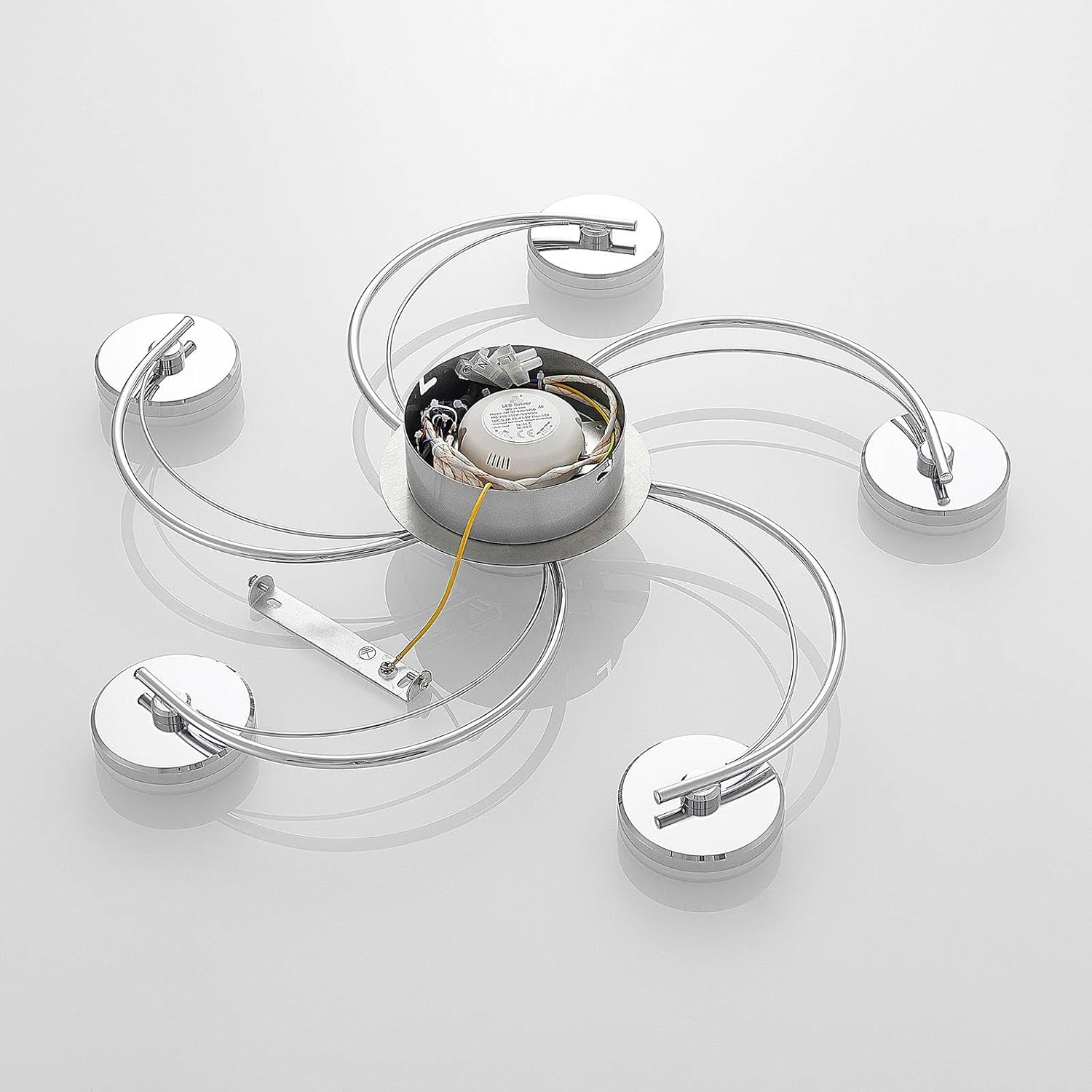 Lindby LED Deckenleuchte Rouven (Modern) in Chrom aus Metall (6 flammig,) - Lampe Deckenlampe Wohnzimmerleuchte