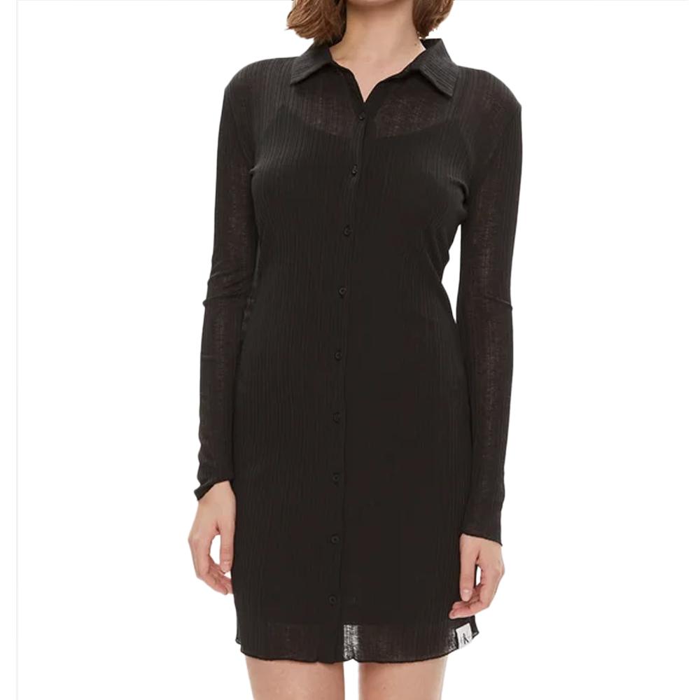 Calvin Klein Jeans Robe Noire Femme Calvin Klein Jeans Layered Sheer