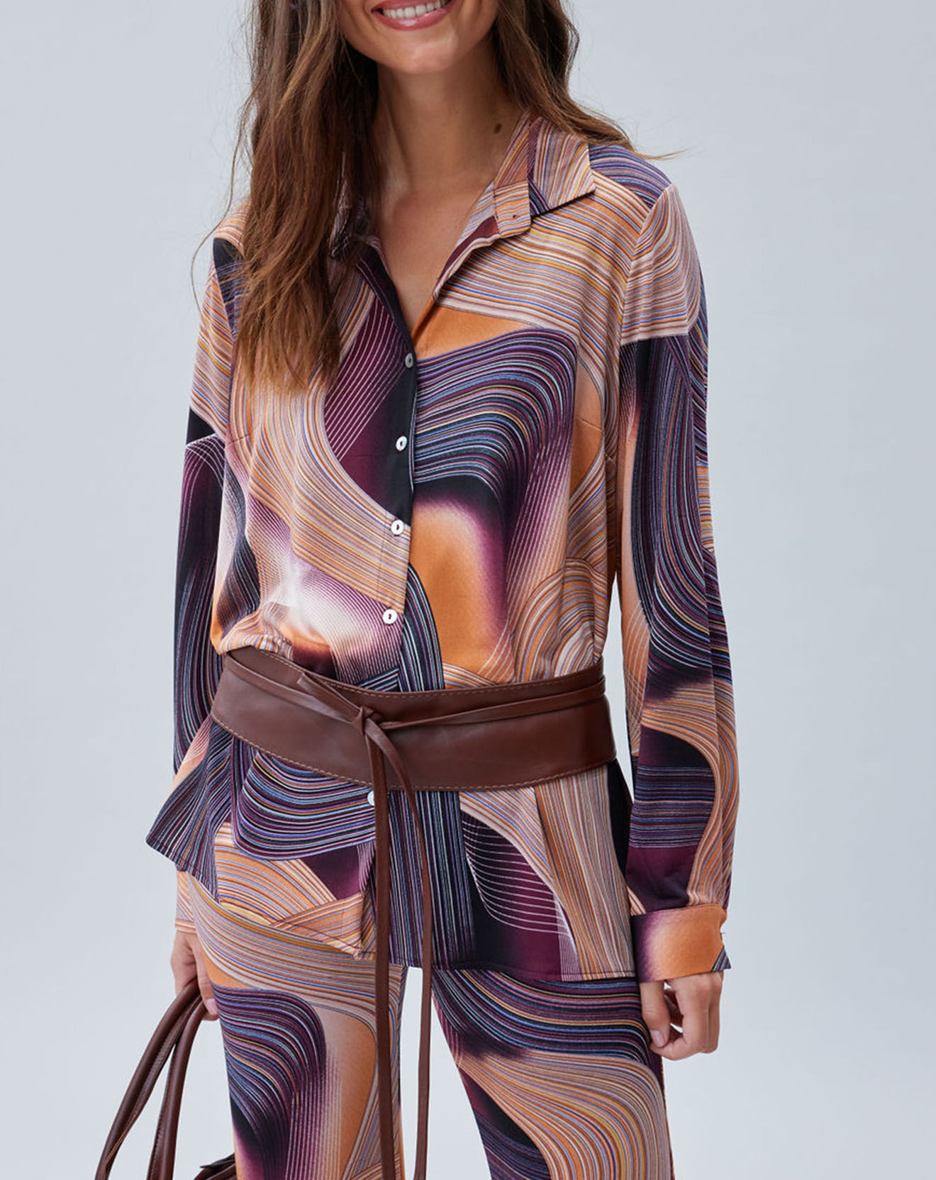 Lauren Vidal Chemise fluide Store imprimée violette
