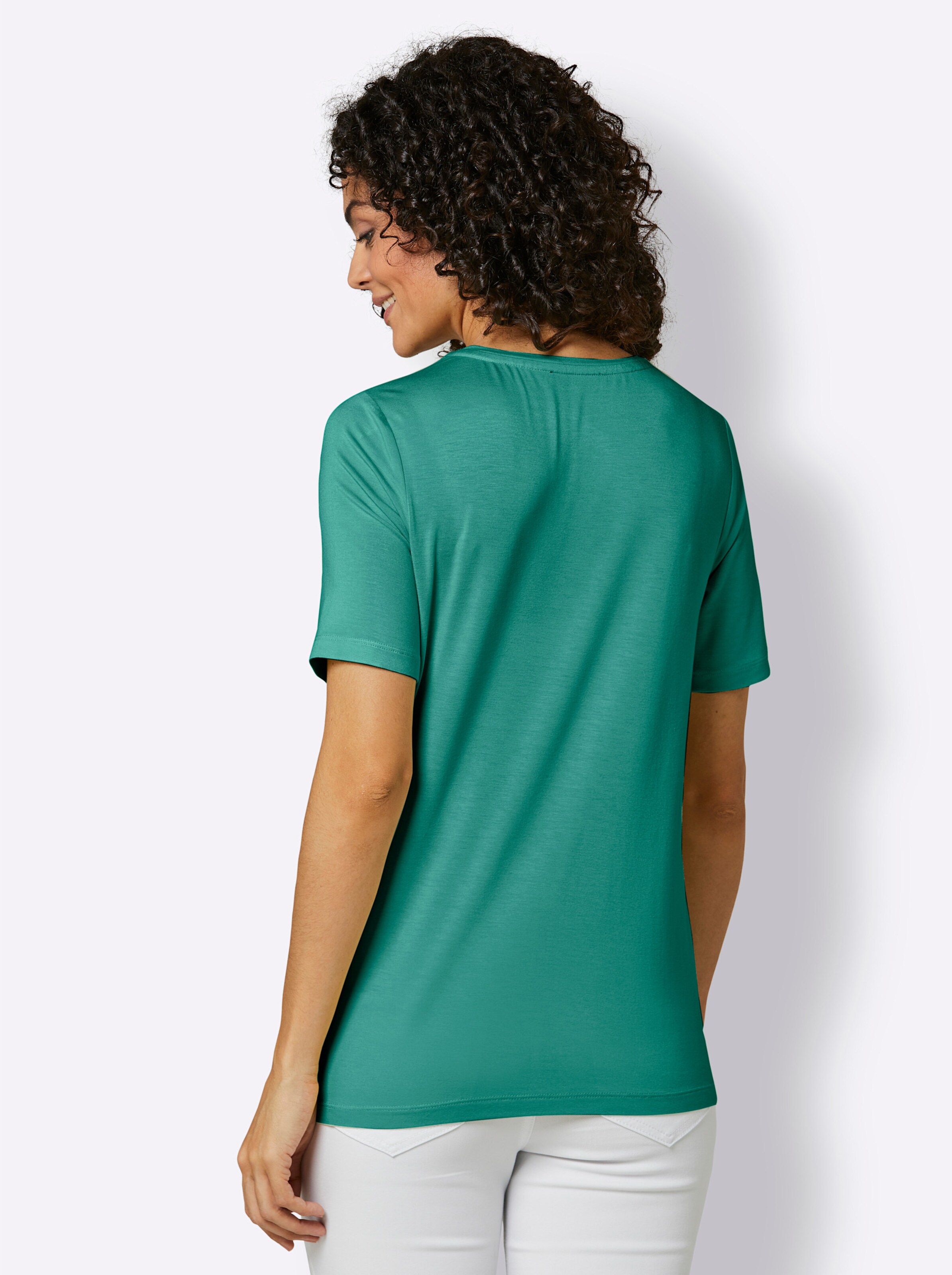CREATION L PREMIUM Edel-Viskose-Shirt in smaragd