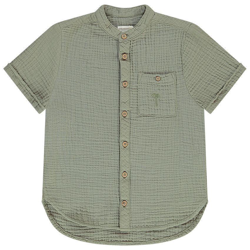 Chemise manches courtes en gaze de coton pour garçon - Vert