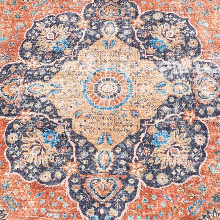 Binnen- en buitenkleed - Kairo Medaillon Terra/Donkerblauw