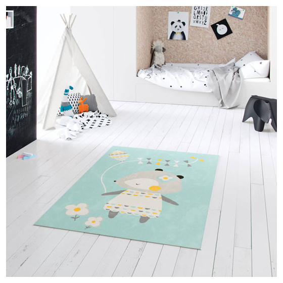Tapis chambre d'enfant - lily fox - bleu - 120 x 170 cm
