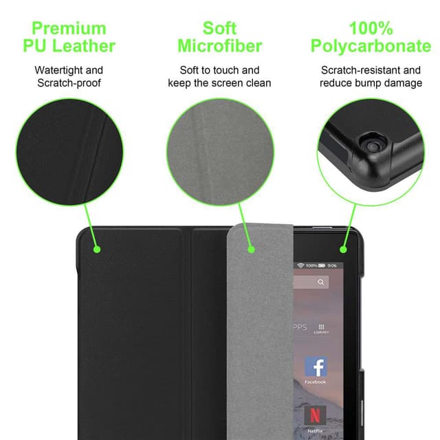 Kindle FIRE HD 10 2017 (7. Gen.) Pungetui Cover (Sort)