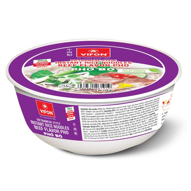 Vifon Instant Bowl Noedels Pho Bo Rundvleessmaak 70g