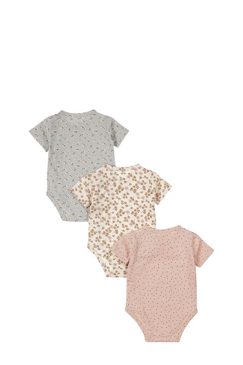 Dirkje romper - set van 3 roze/offwhite