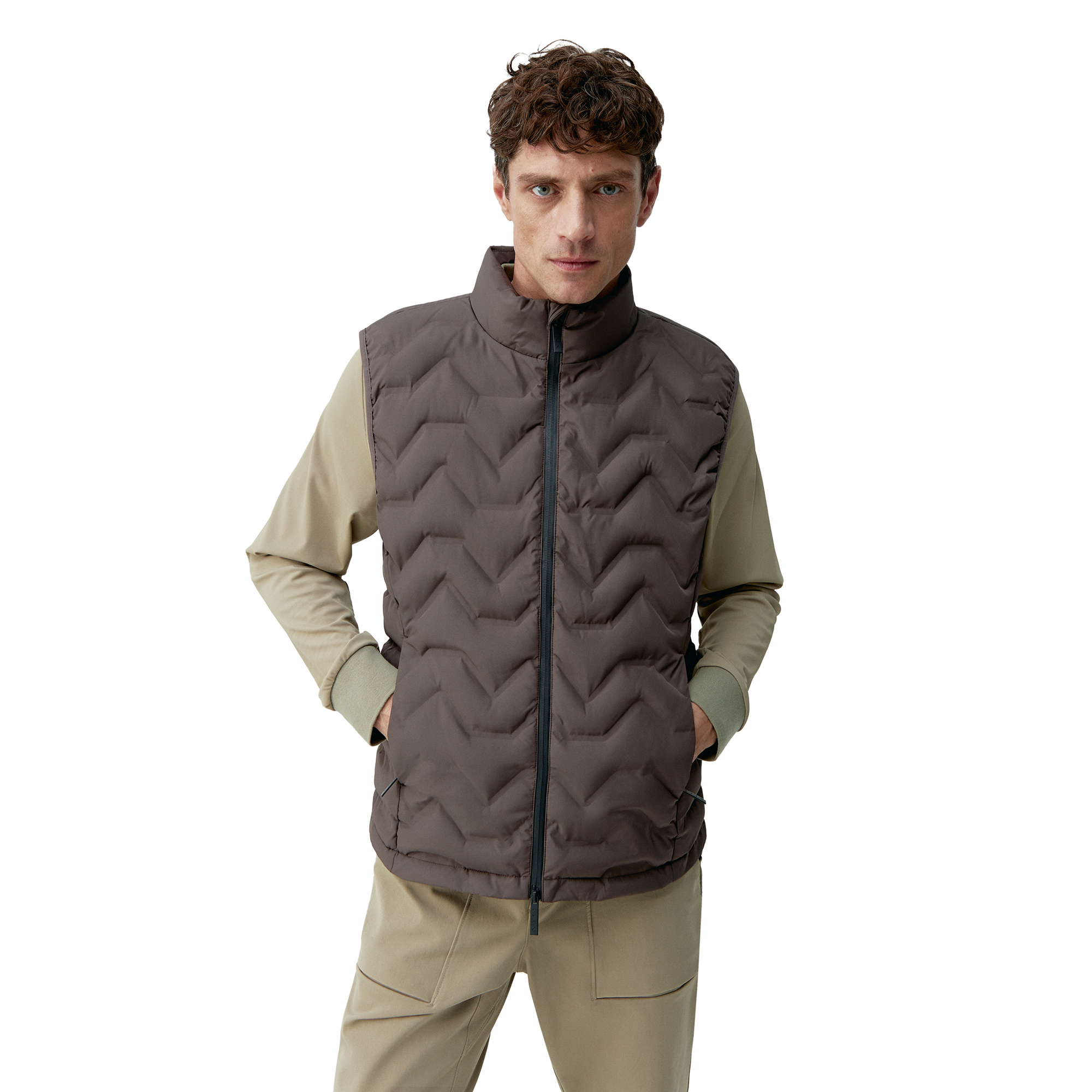 SEPIK - Gilet de sport coupe-vent sepik avec fermeture éclair | Marron