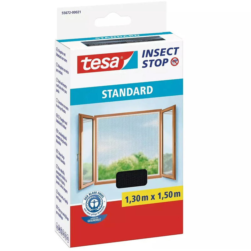 Tesa Insektenschutzgitter Standard, für Fenster, 130 x 150 cm, anthrazit