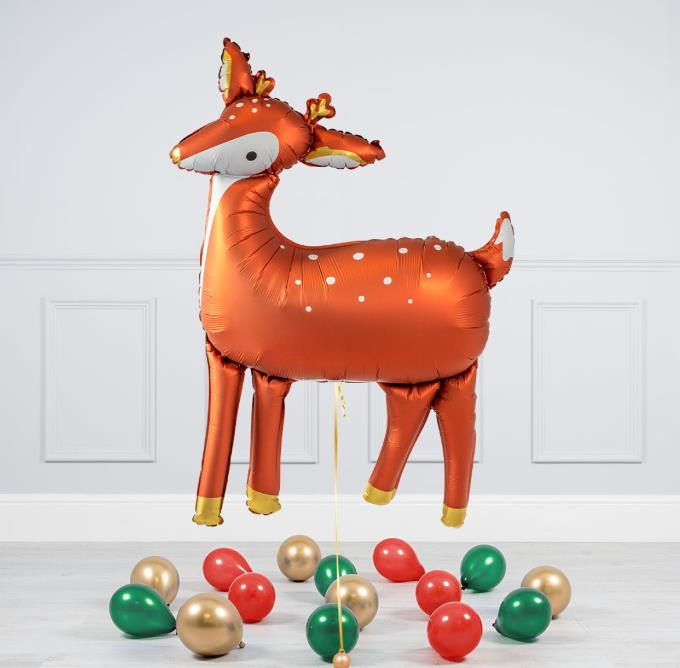 (2er Set) 124x96cm XXL AirWalker Folien Ballon Party Deko Luftballon - Reh