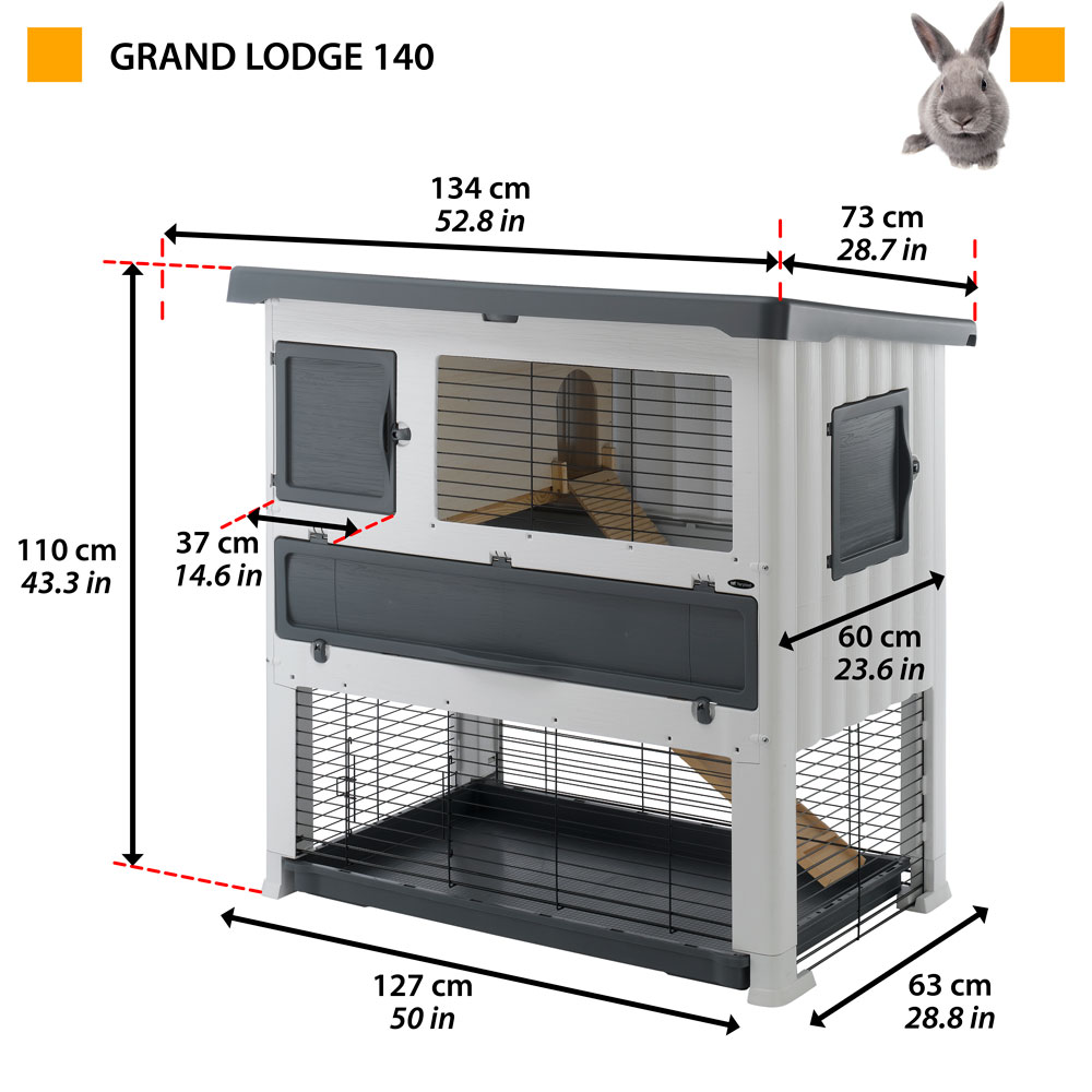 Ferplast cage lapin grand lodge 140 plus, clapier extérieur 2 étages, lapins, cochons d'inde, enclos pour lapins animaux