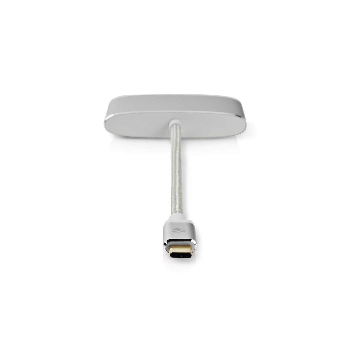 Nedis USB Multi-Port Adapter | USB 3.2 Gen 1 | USB-C™ Hann | USB-A Hun / USB-C™ Hunn / VGA Hun 15p | 5 Gbps | 0.20 m | Rund | Gull belagt | Flettet / Nylon | Sølv | Deksel Vindusboks