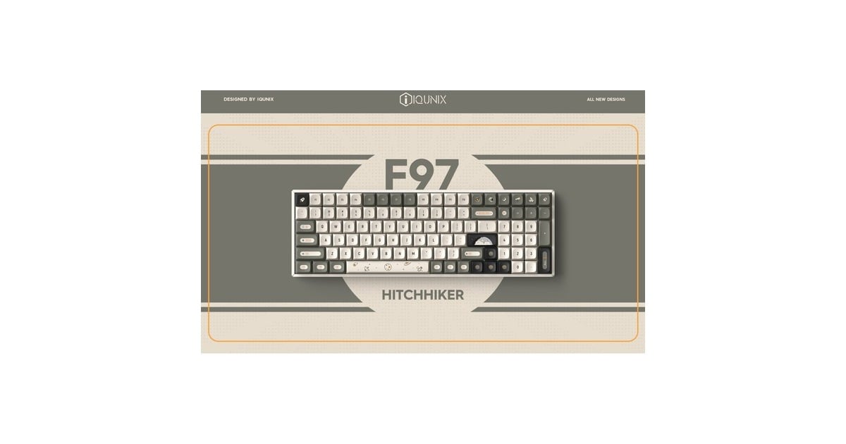 IqunixF97 Hitchhiker Wireless Mechanical Keyboard, gaming toetsenbord  (Grijs/wit, US lay-out, IQUNIX Moonstone, RGB leds, 96%, Hot-swappable, PBT, 2.4GHz | Bluetooth 5.1 | USB-C)