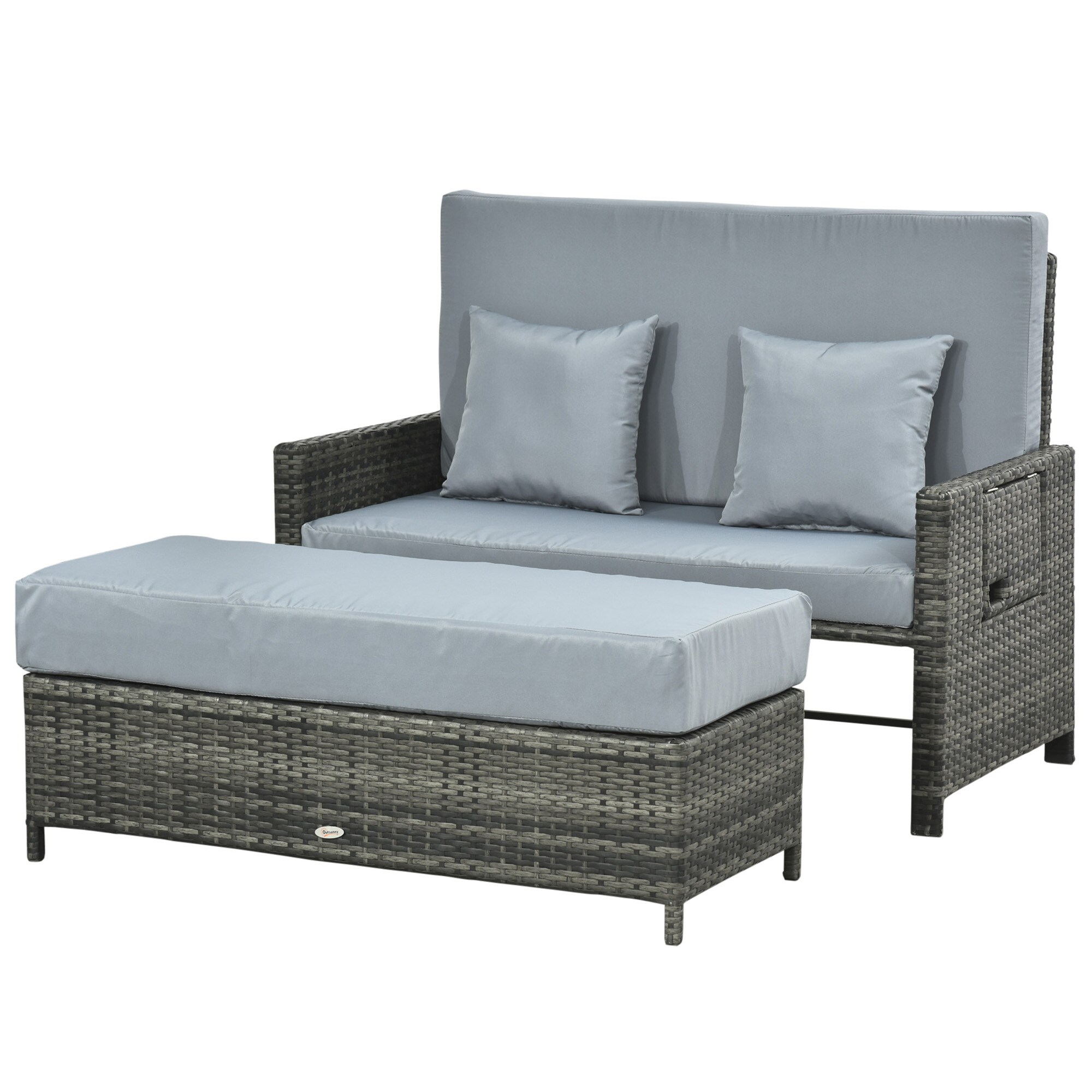 Outsunny Polyrattan Lounge-Sofa mit Kissen 130 x 72 x 96 cm (LxBxH)