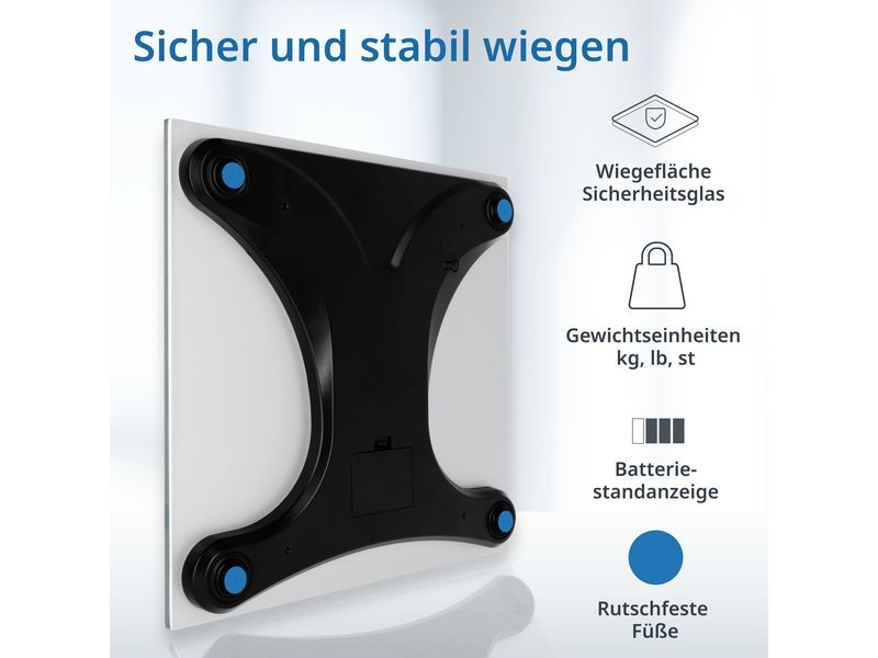 ADE Personenwaage Katharina Silber Digitale Körperwaage mit XXL Display