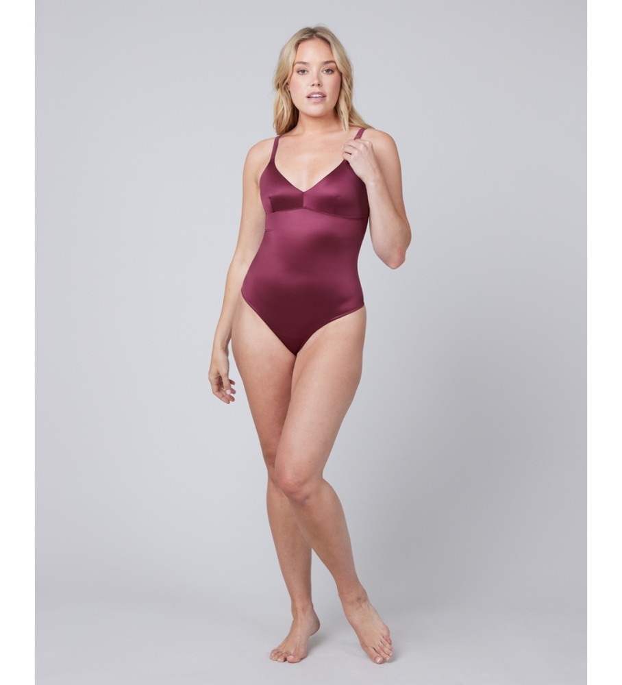 Calcinha fio dental SPANX em cetim cor granada