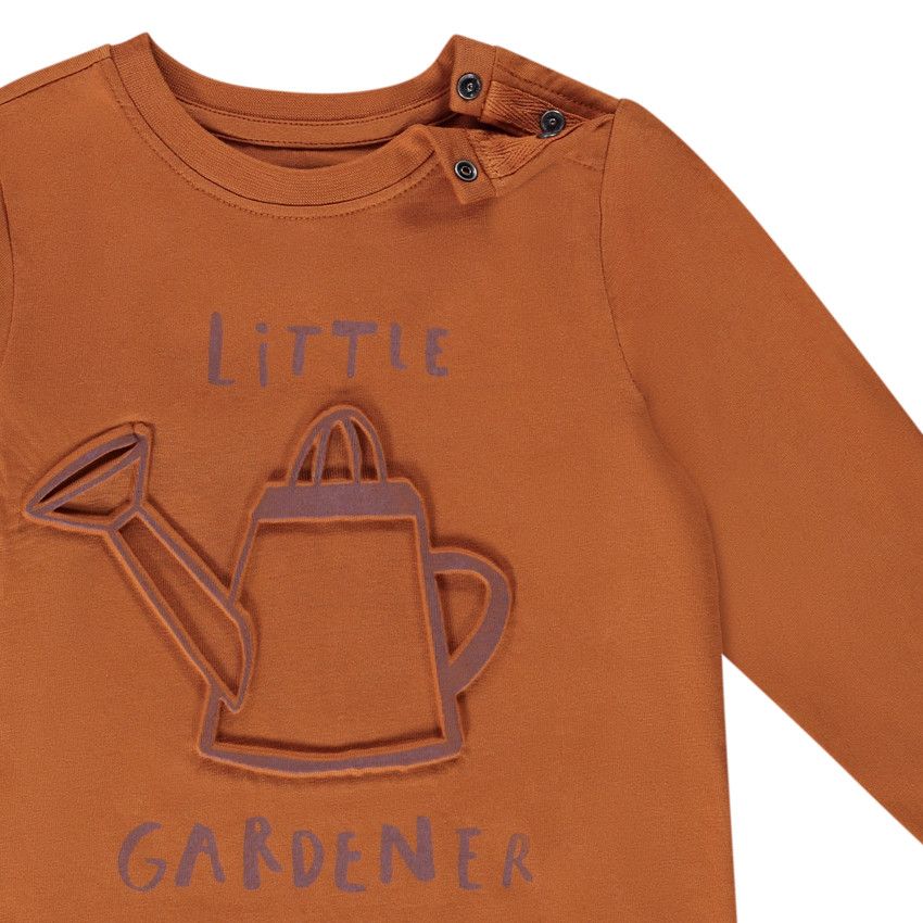 T-shirt manches longues en jersey print en relief pour bébé garçon - Marron