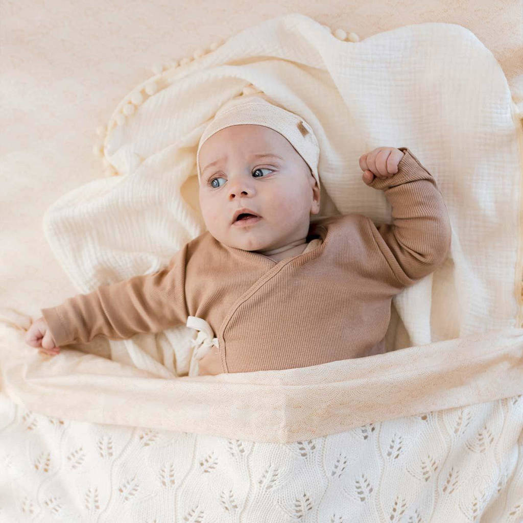 baby ledikantlaken Waves Hazelnut 100x150 cm beige