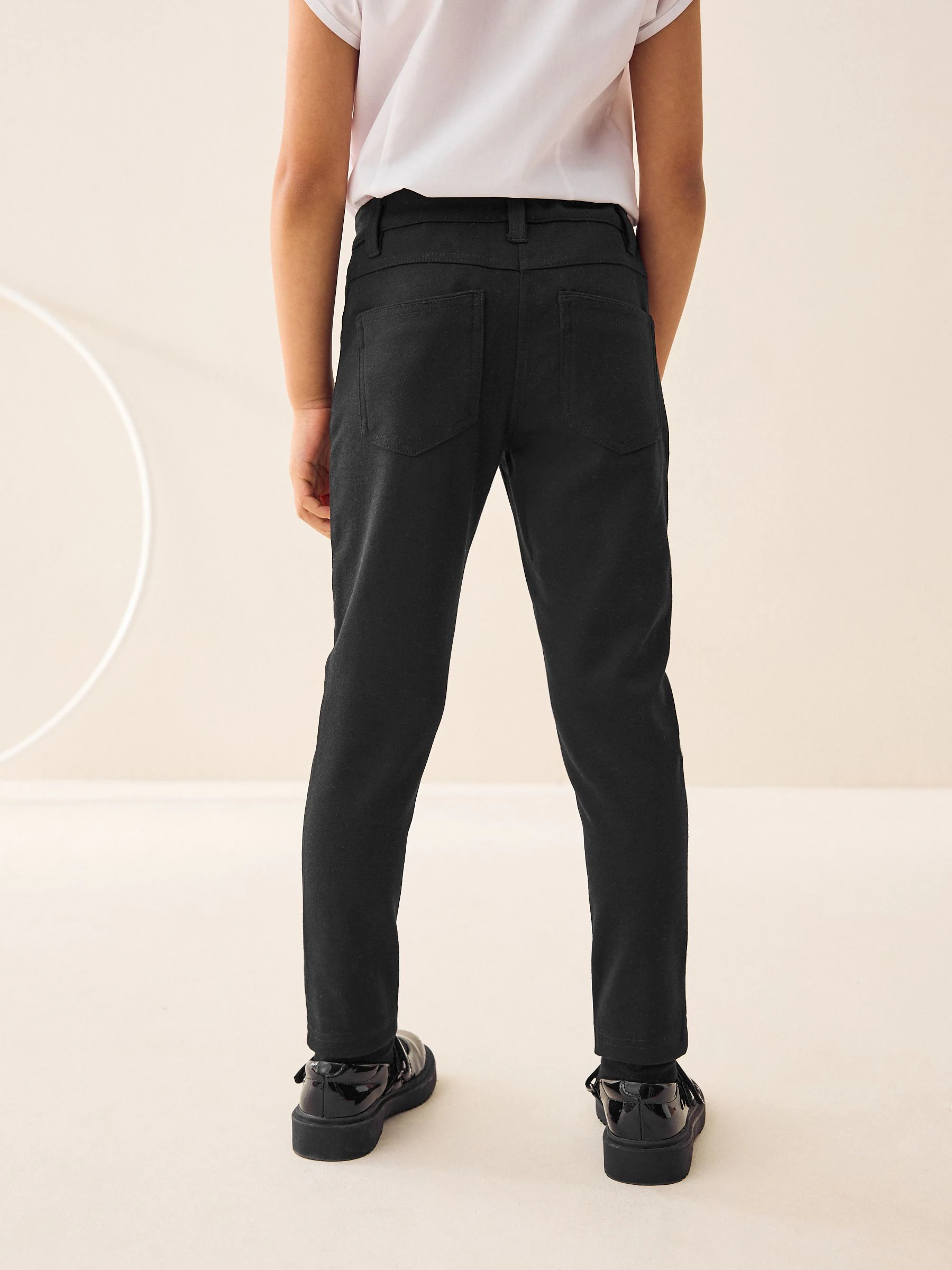 Zwart - Skinny schoolbroek met jersey stretch (3-18 jr)