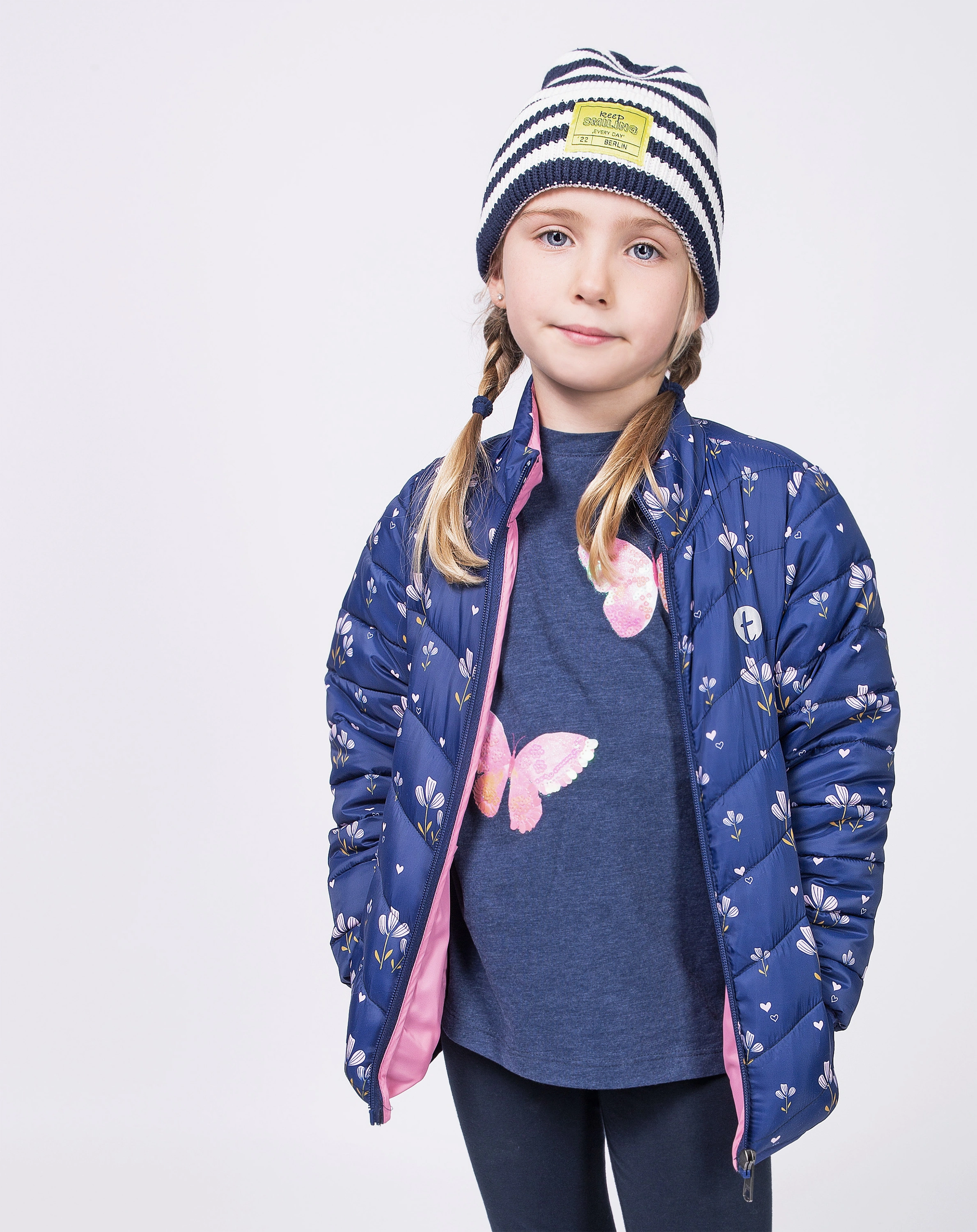 Langarmshirt ROSA SCHMETTERLING in blau melange