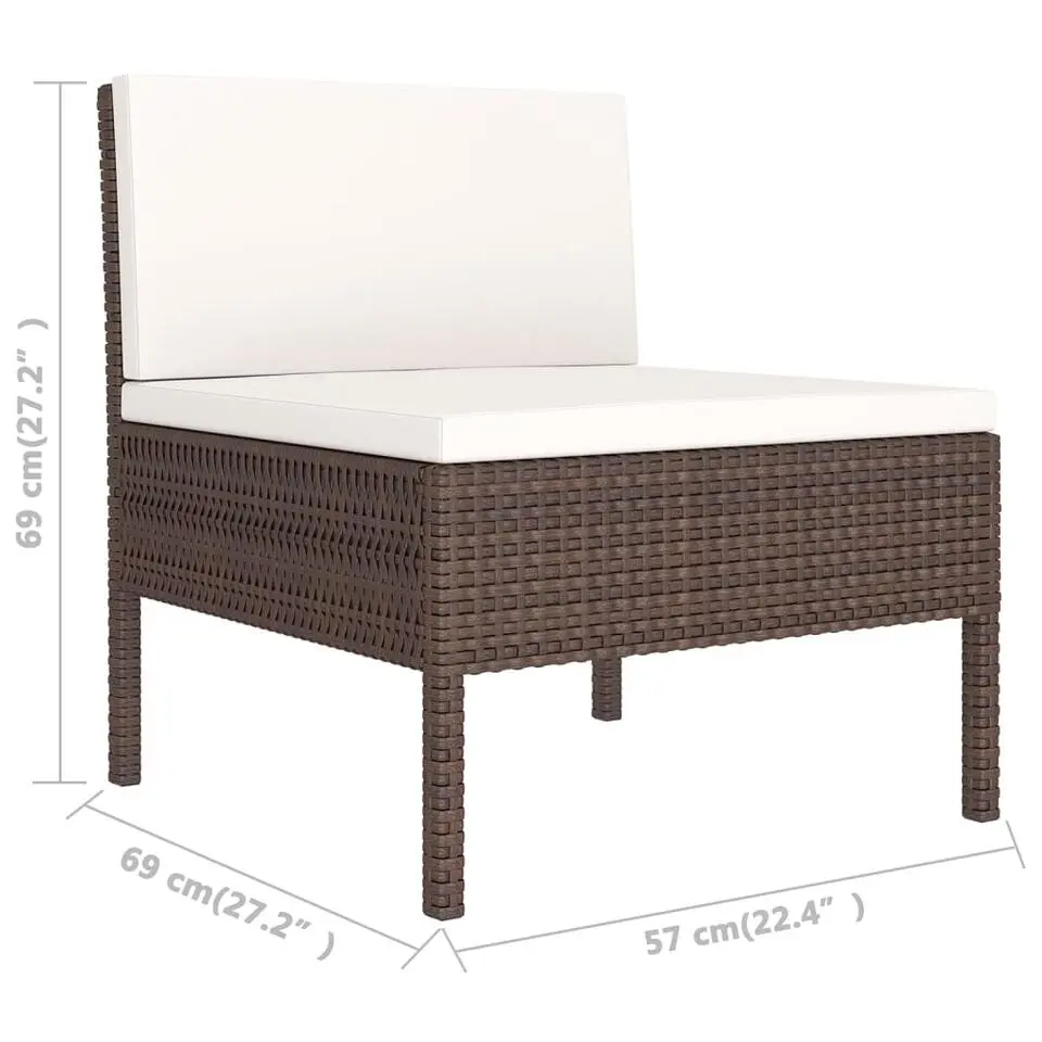vidaXL - Loungeset - Bruin - Poly rattan - 6 stuks - Met kussens