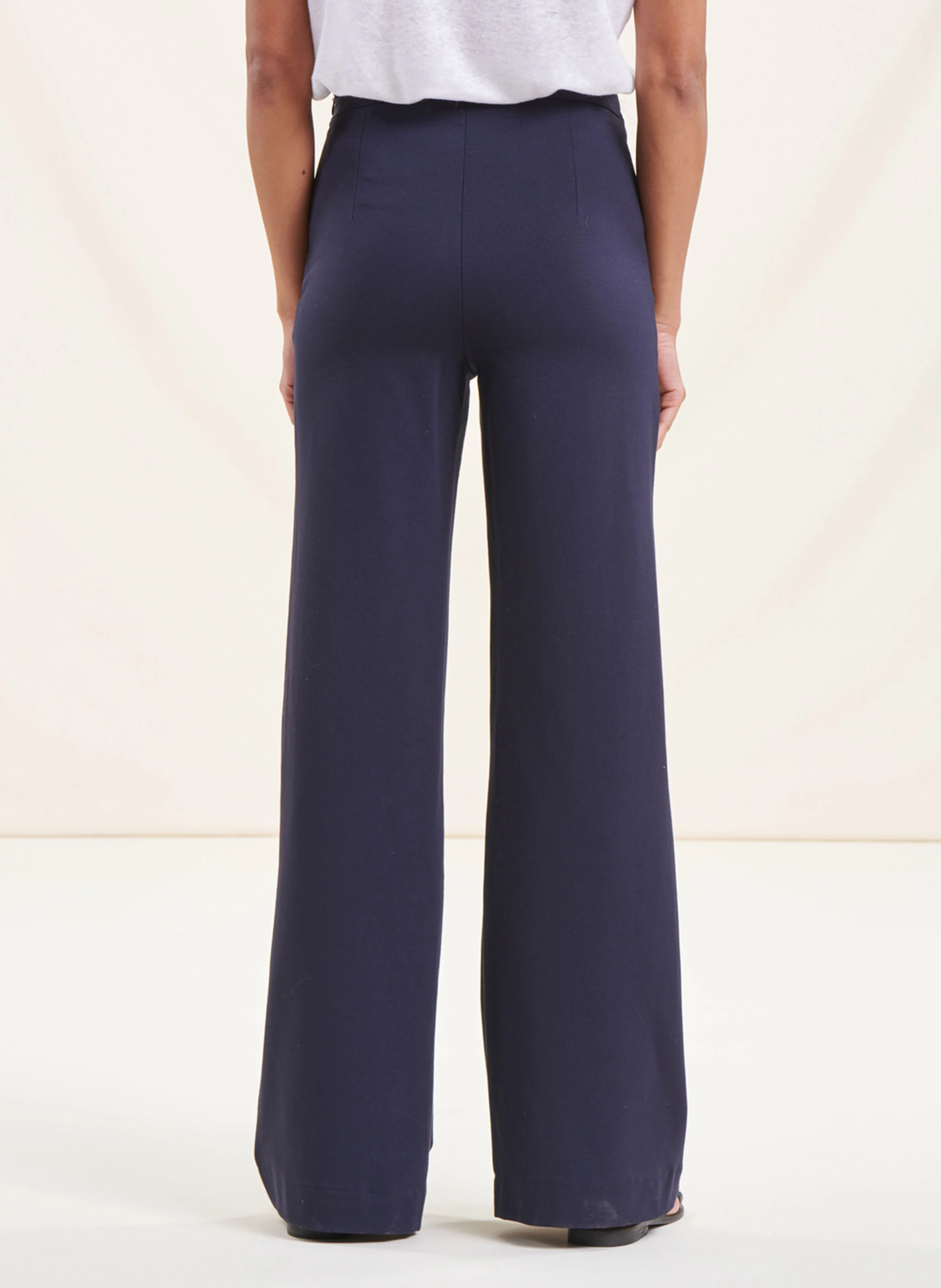 Pantalon taille haute large | Bleu