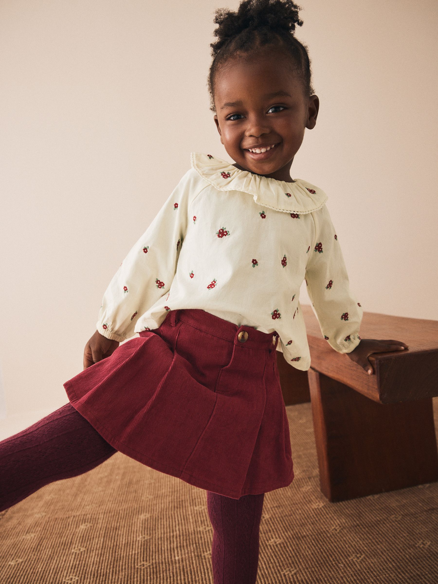 Rood - Skort Embellished Blouse and Tights Set (3mths-7yrs)