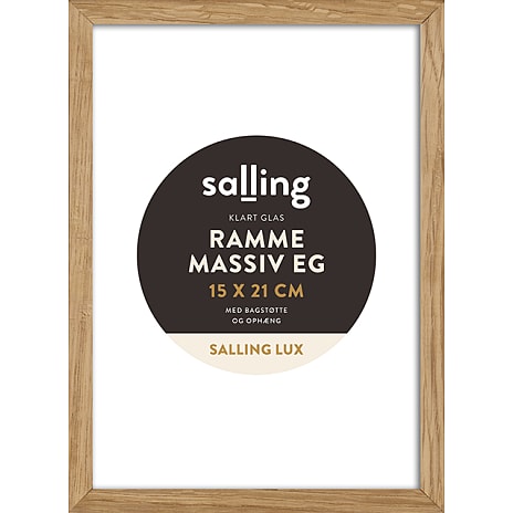 Ramme i massiv eg m. glas - 15x21 cm
