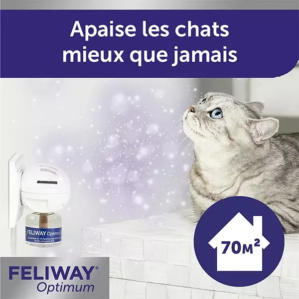 Feliway Optimum Pack éco 3 recharges Anti-stress chat nouvelle formule 3x30 jours