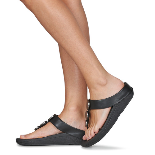 FitFlop - HALO METALLIC-TRIM TOE-POST SANDALS - Noir